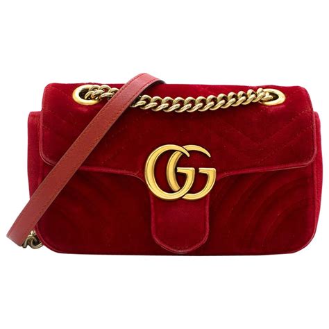 gucci red mini velvet marmont 2.0 bag